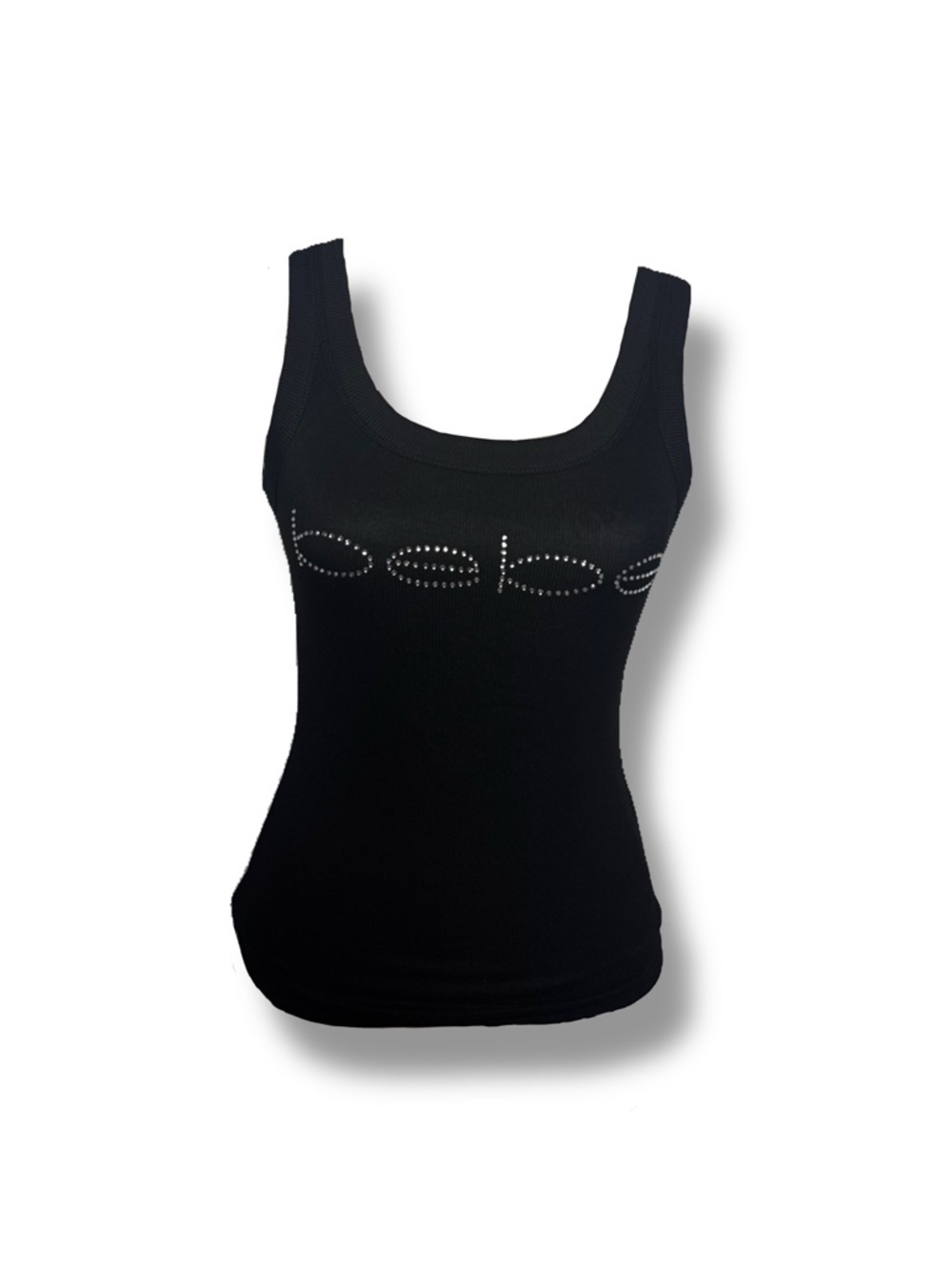 bebe Black Rhinestone Logo Tank